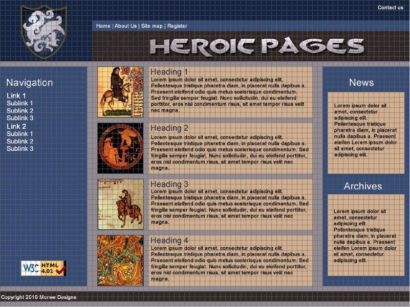 Grid of heroes site